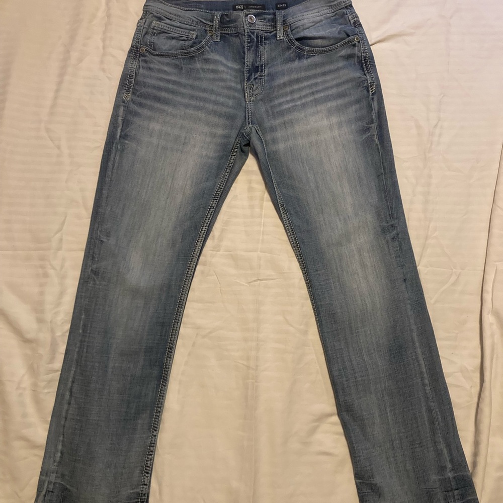 BKE Men's Light Blue Straight Jeans